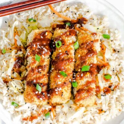 top view of tofu katsu served