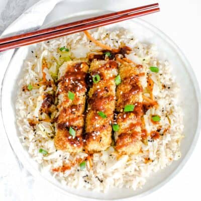 top view of tofu katsu served