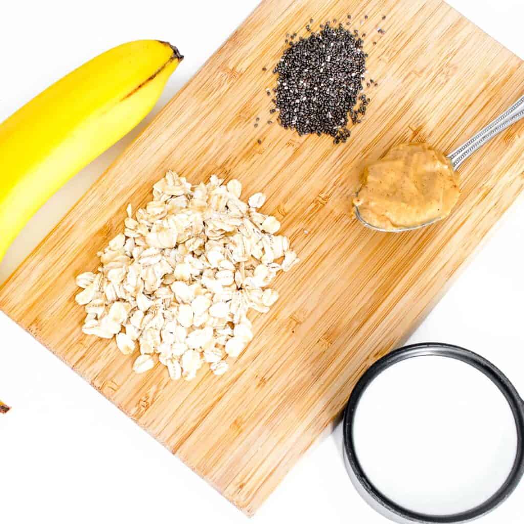 top view of the ingredients on a wooden board.