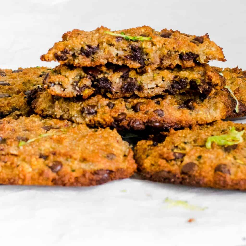 half broken zucchini chocolate chip cookies.