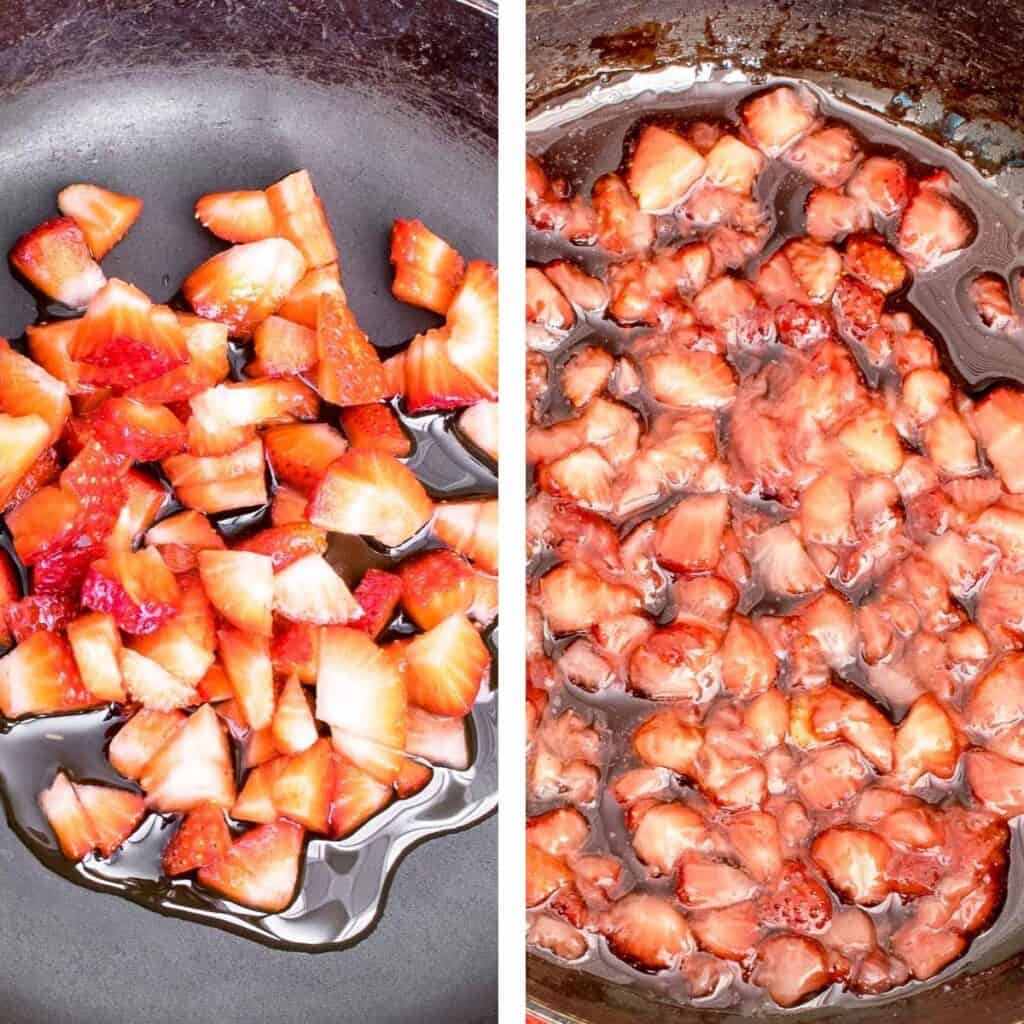 steps to cook strawberry compote.