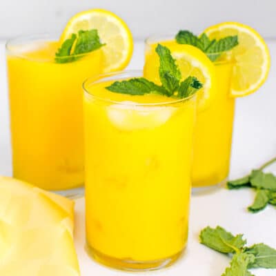 a front view of mango lemonade.