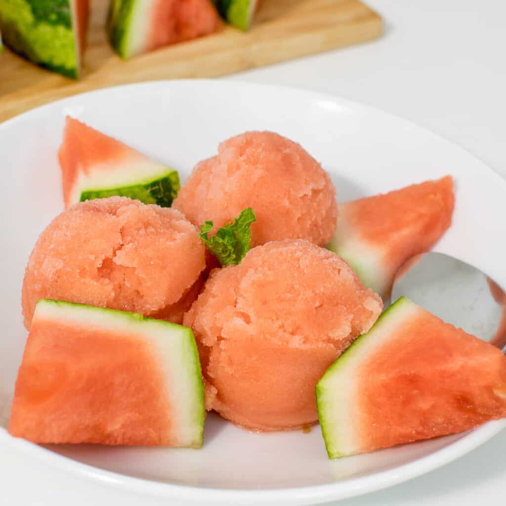 front view of served watermelon ice cream.