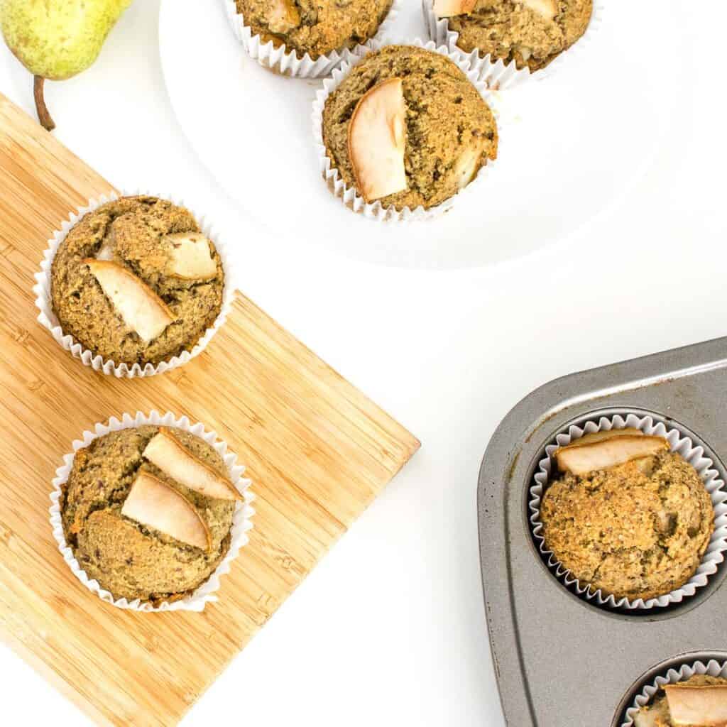 top view of pear muffins.