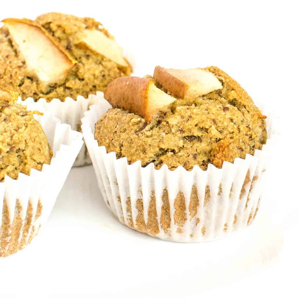 a close up view of pear muffins.