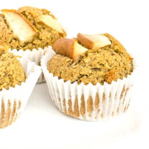 a close up view of pear muffins.