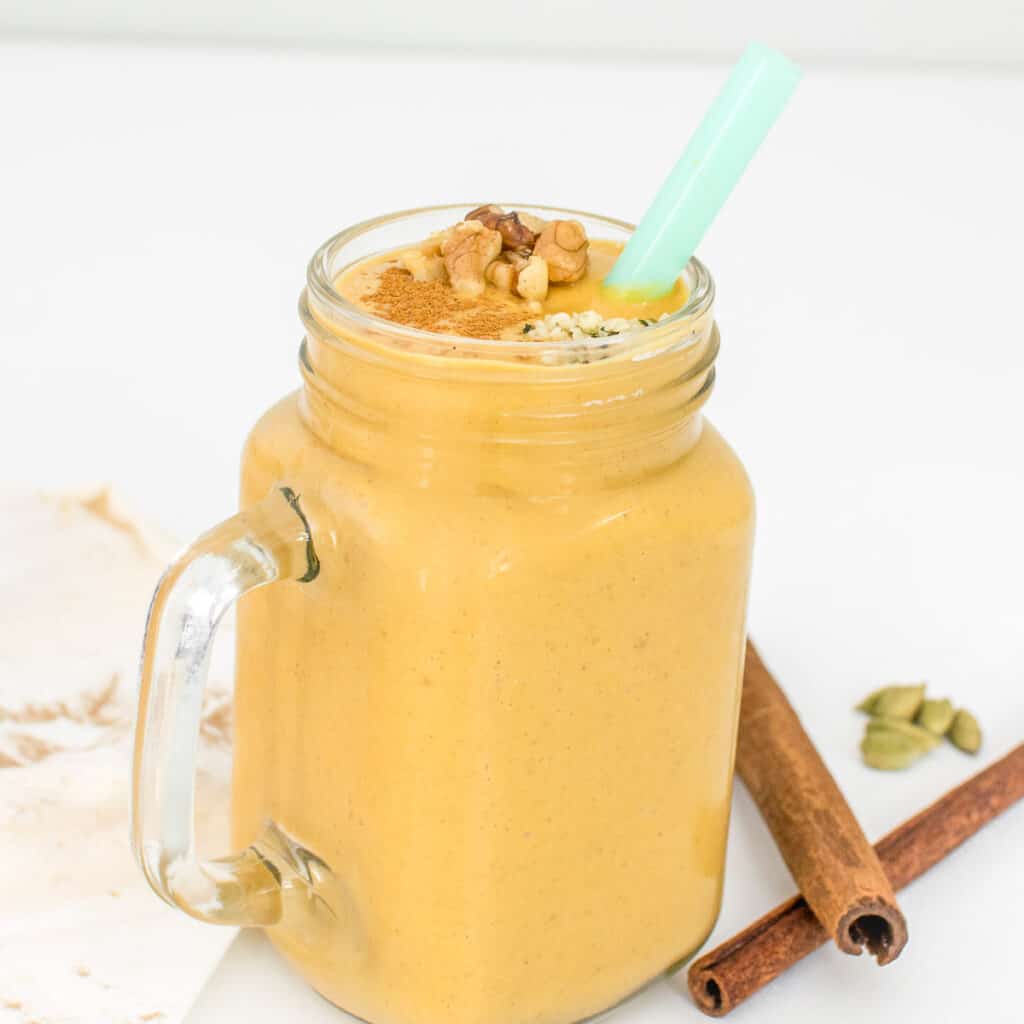 front view of sweet potato smoothie