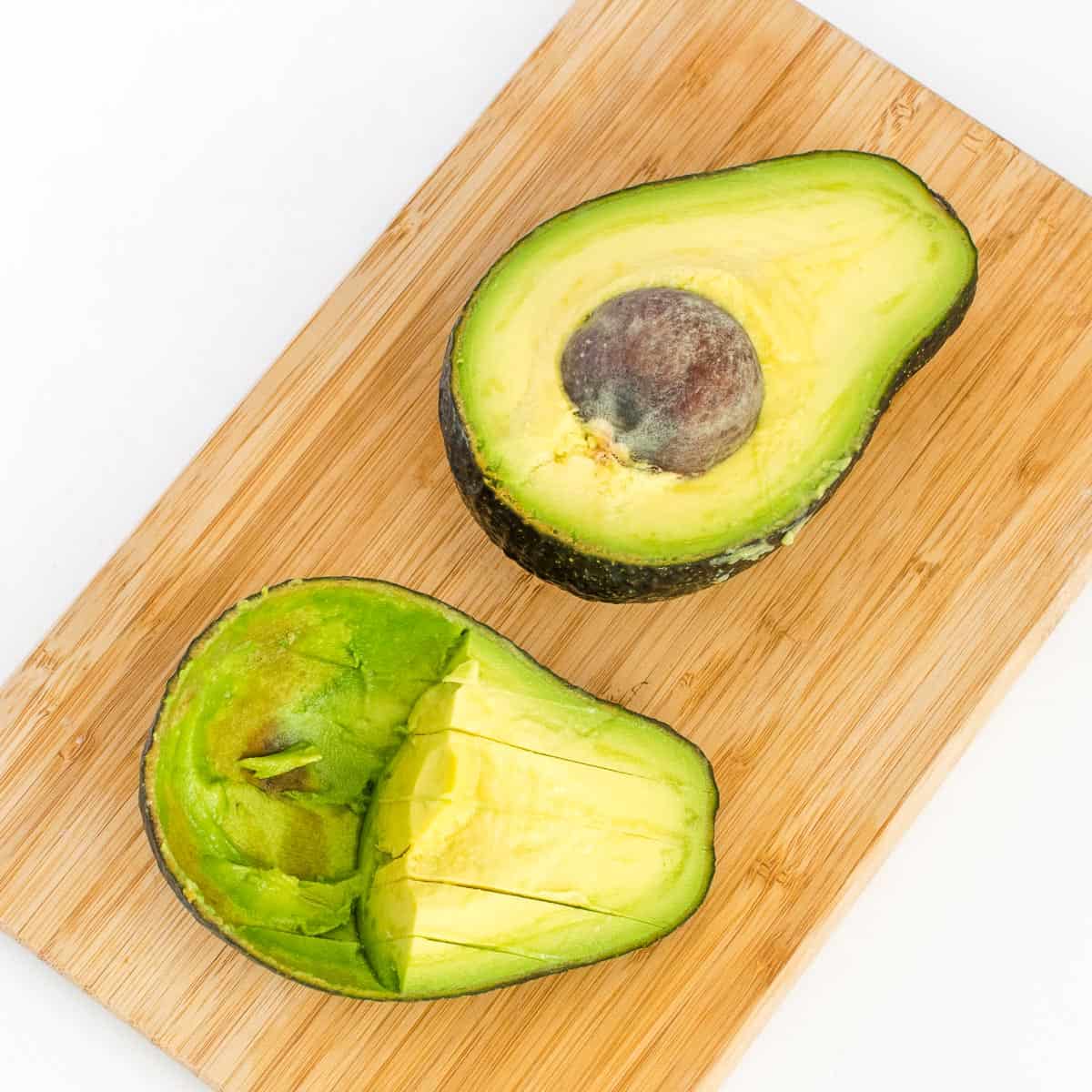 steps to slice avocado for the fries. 