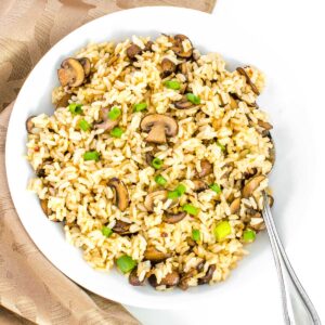 top view of mushroom fried rice