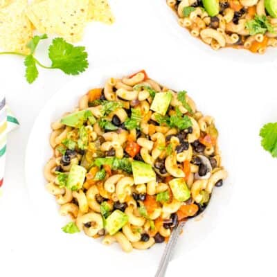 top view of instant pot taco pasta served.