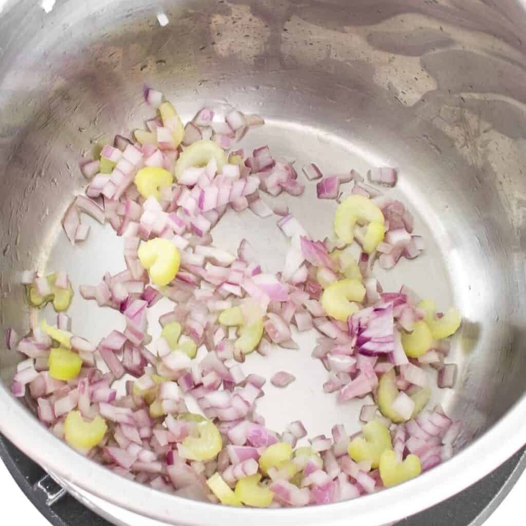 sautéed celery and onion in the pressure cooker. 