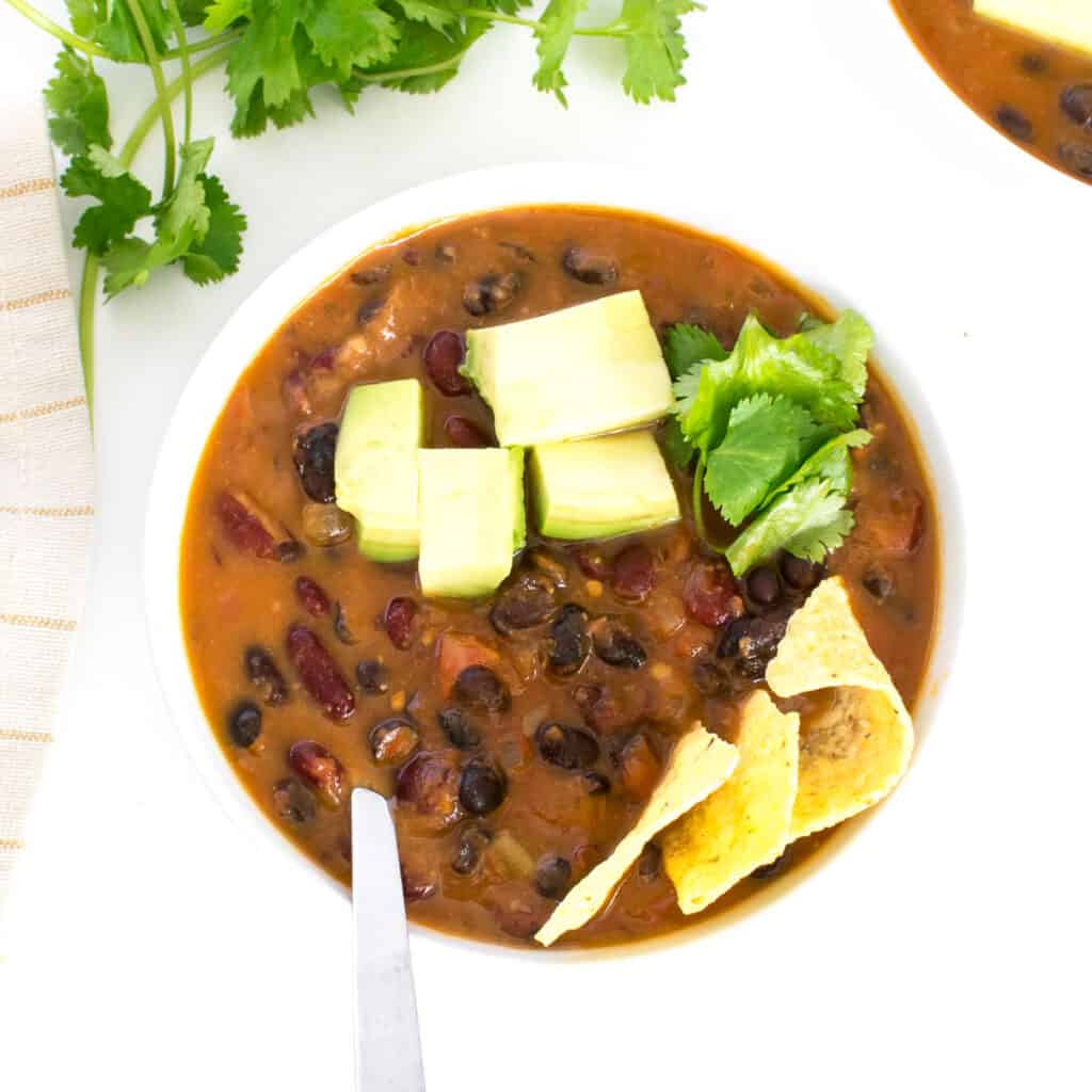 top view of instant pot vegan chili