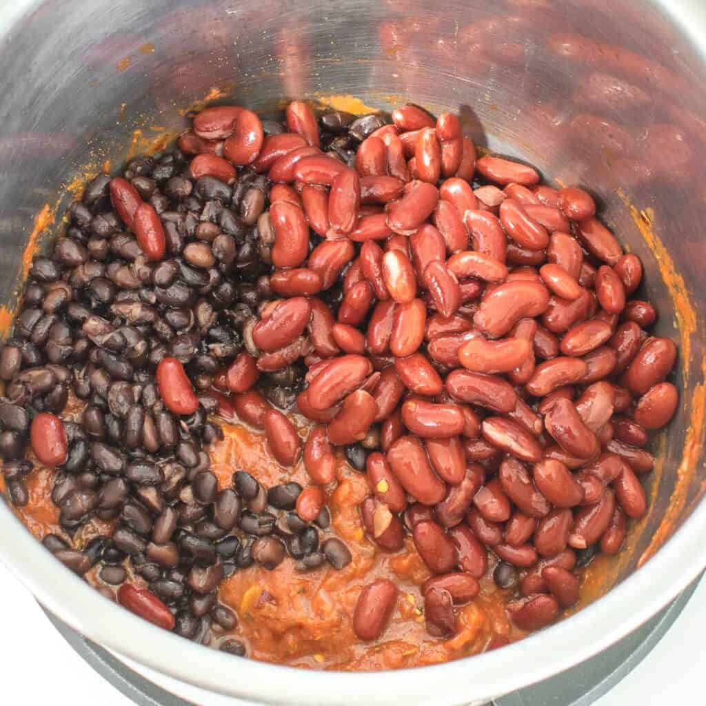 beans folded in with other ingredients.
