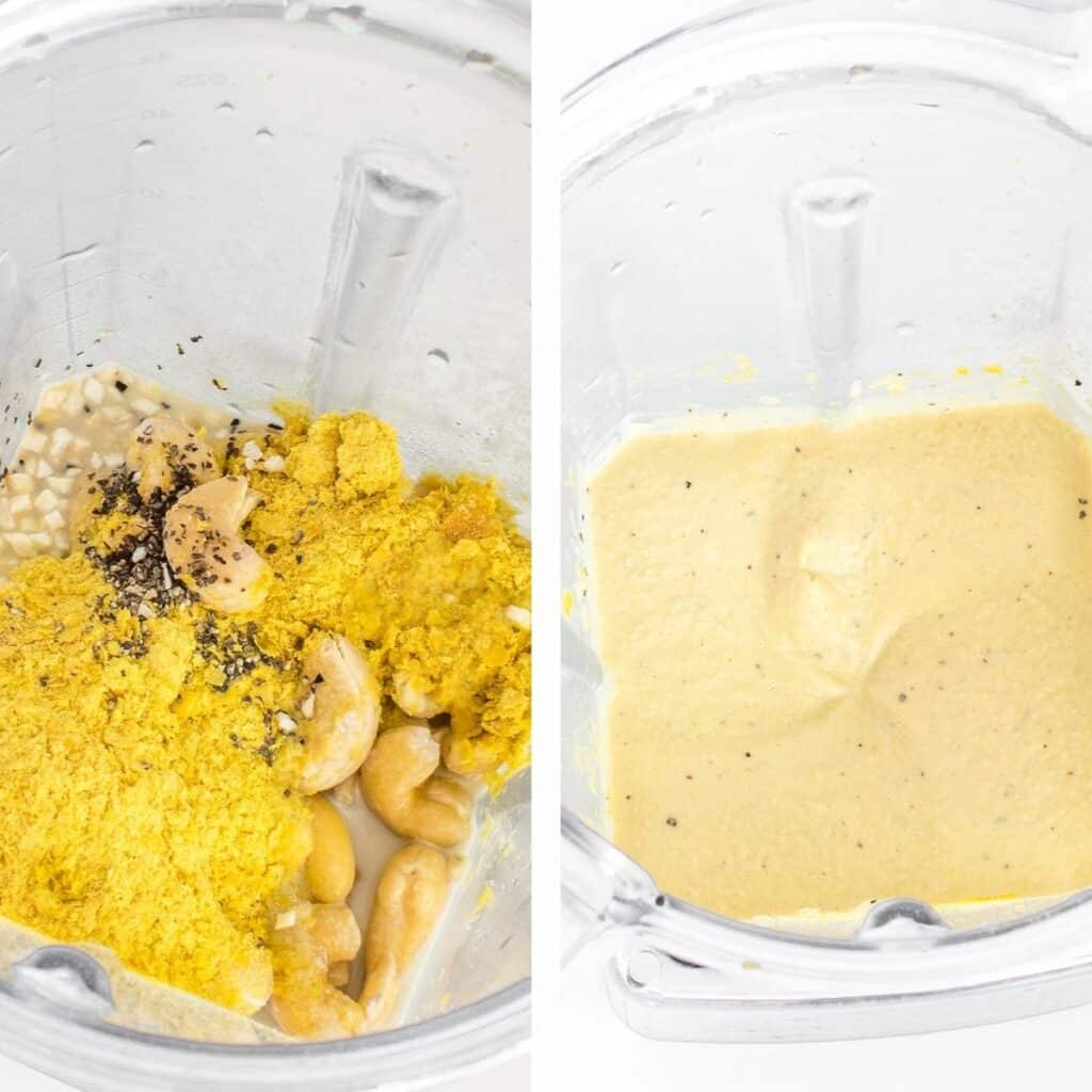 steps to blend cashew sauce.