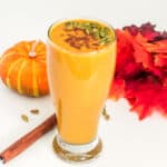 a front view of vegan pumpkin smoothie