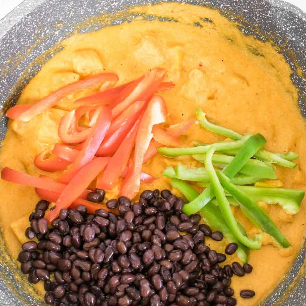 all the veggies along with remaining liquid in the pan. 