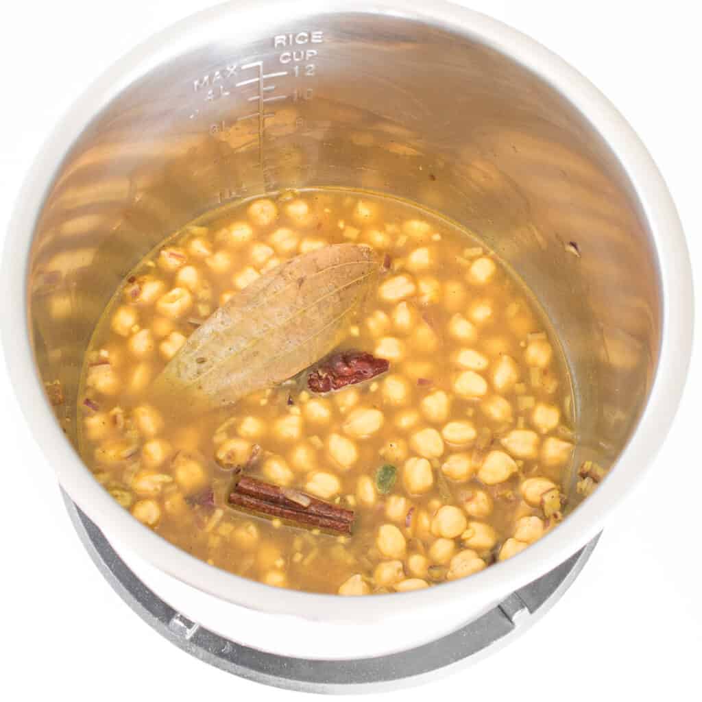 soaked chickpeas in the instant pot along with other ingredients.
