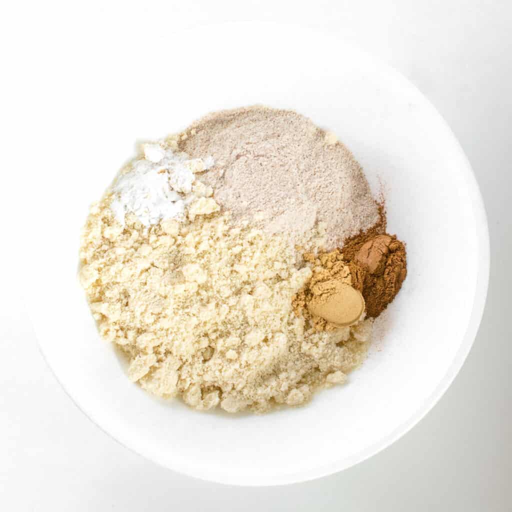 dry ingredients in a mixing bowl. 