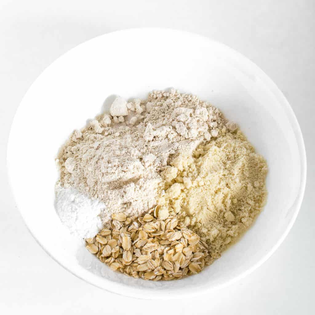 dry ingredients in a mixing bowl. 