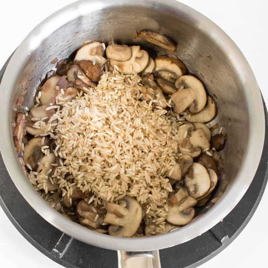 rice tossed in with mushrooms.
