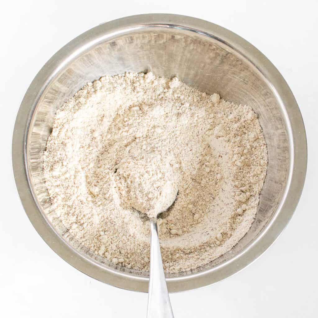 flour mixture in a mixing bowl.