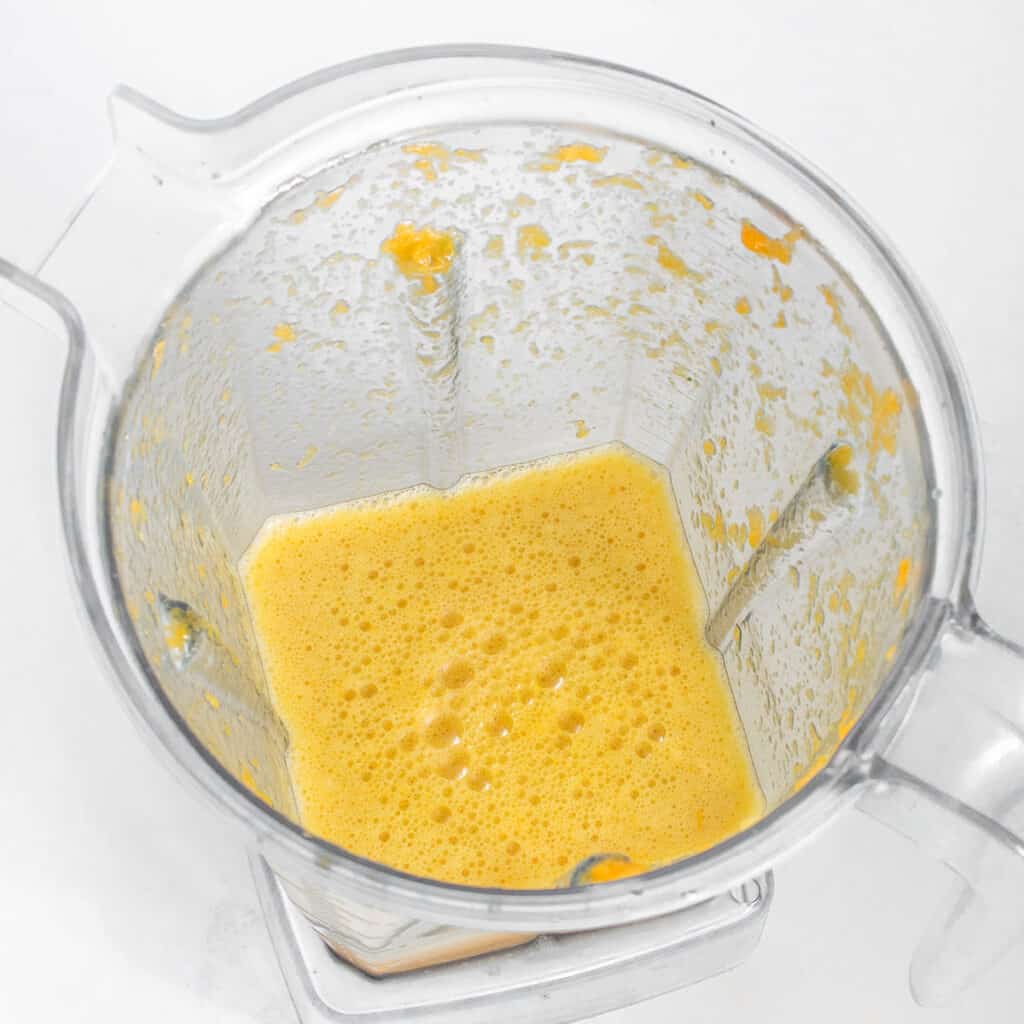 blended juice in the blender.