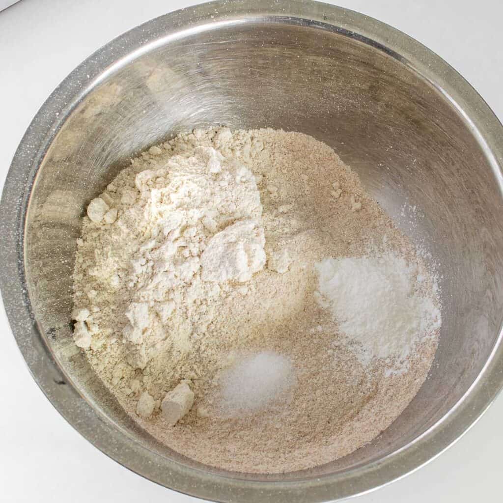 dry ingredients in a mixing bowl. 