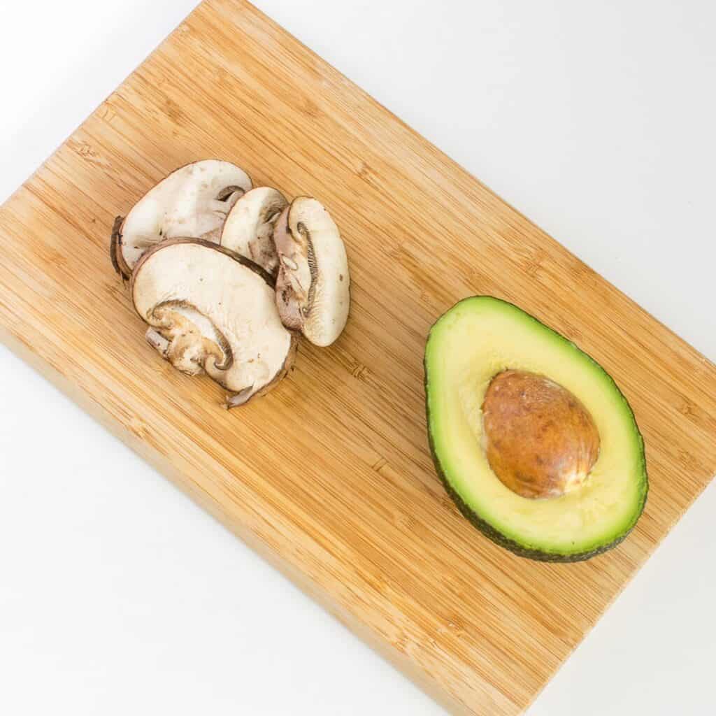 raw ingredients on a wooden board. 