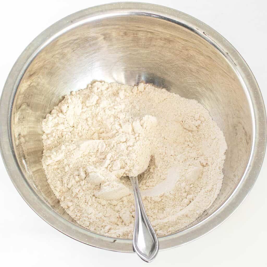 flour mixture in a mixing bowl. 