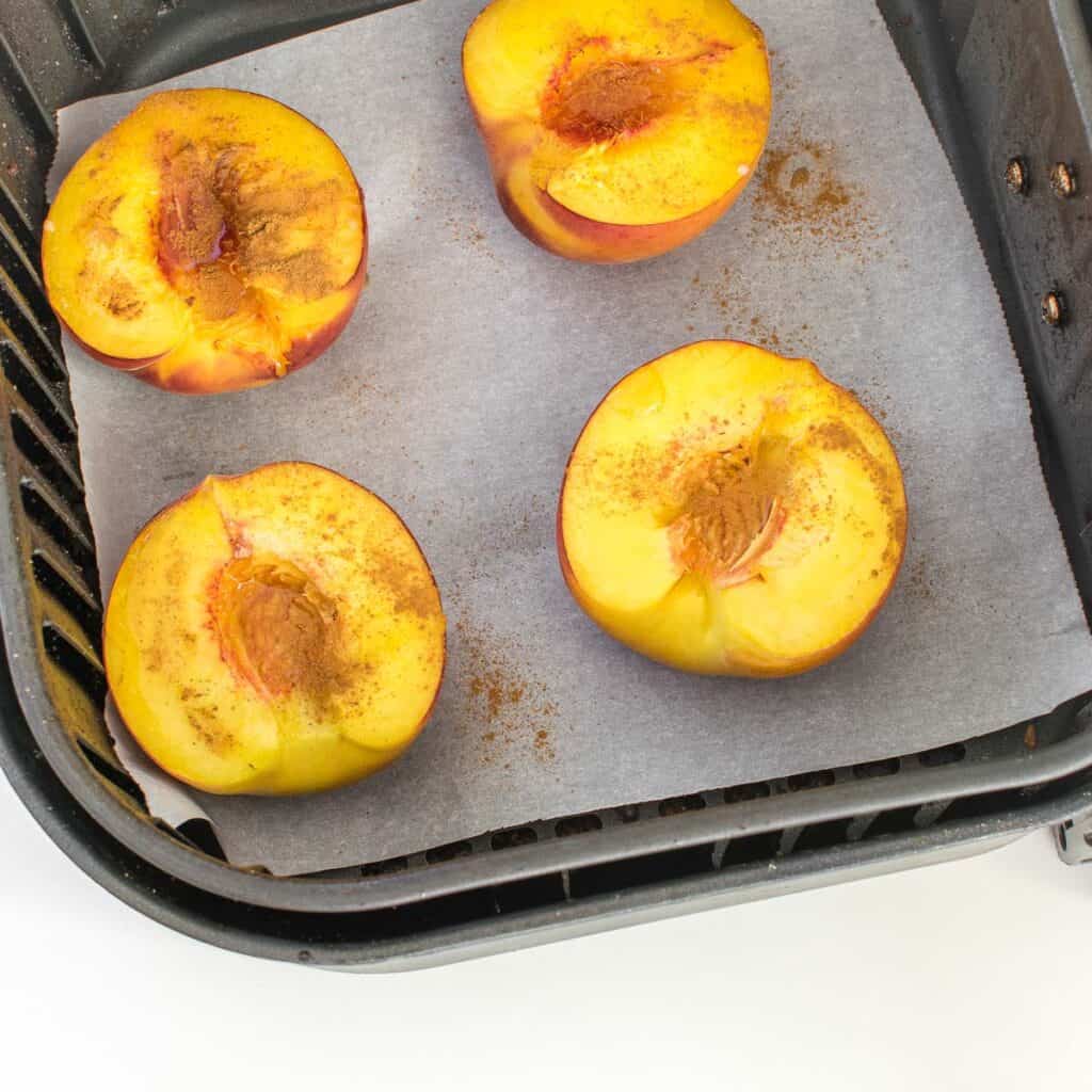 seasoned peaches in the basket. 