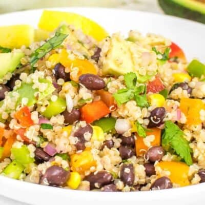front close up view of Mexican quinoa salad.