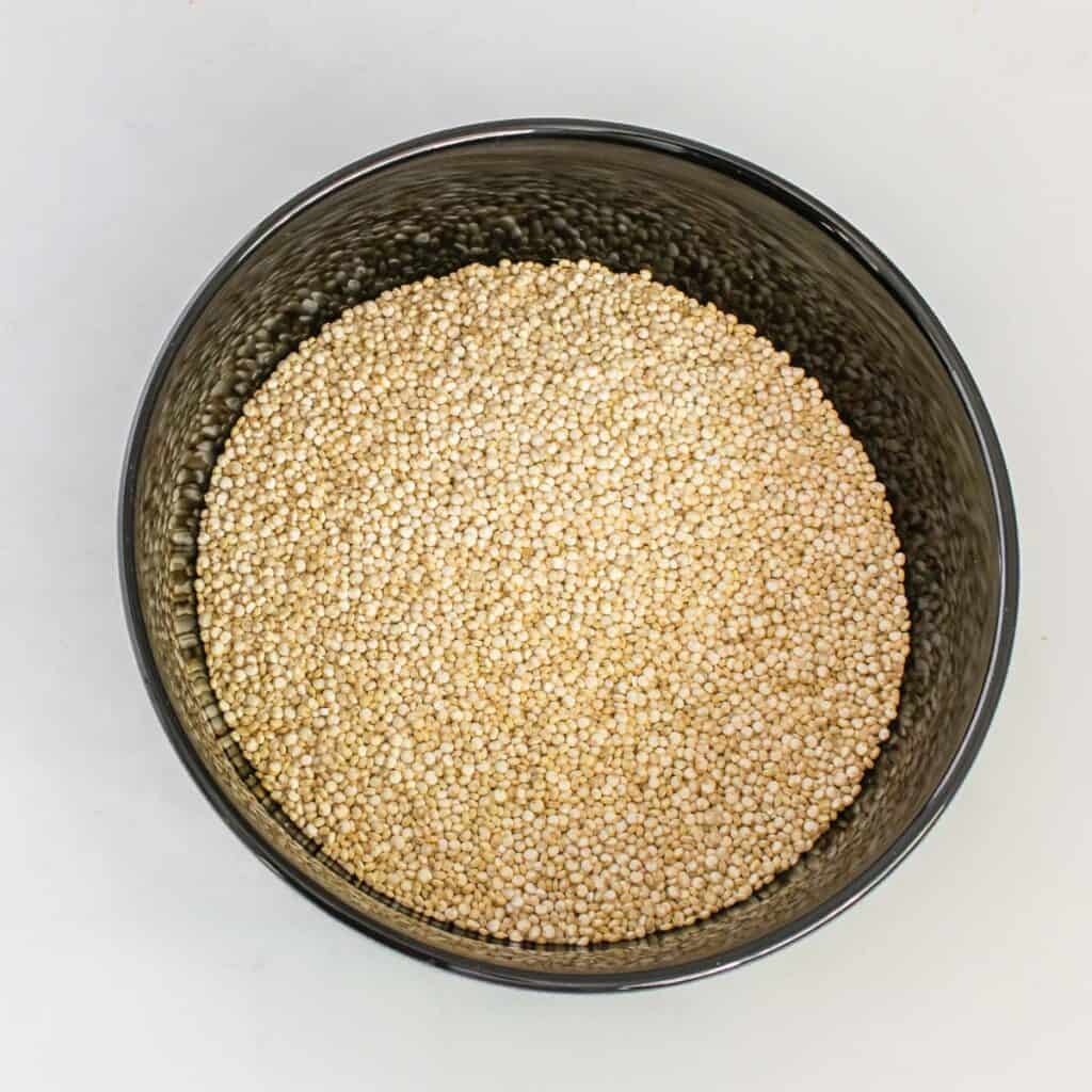 raw quinoa in a bowl. 