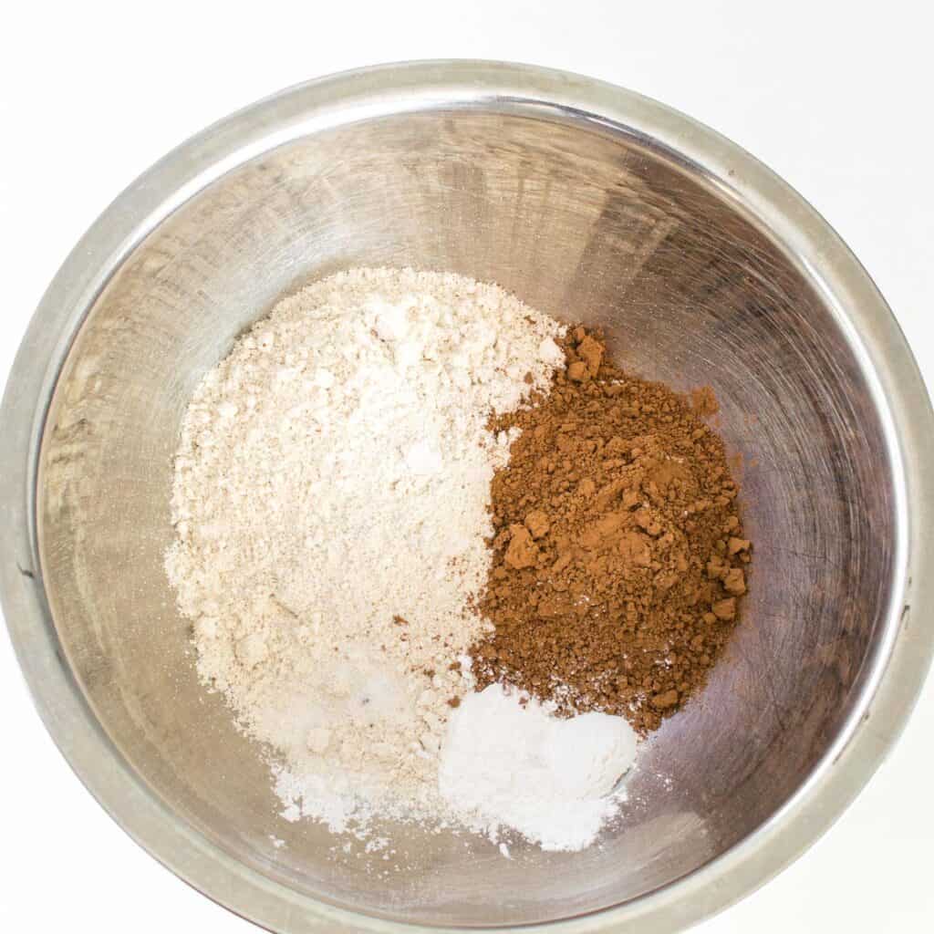 dry ingredients in a mixing bowl. 
