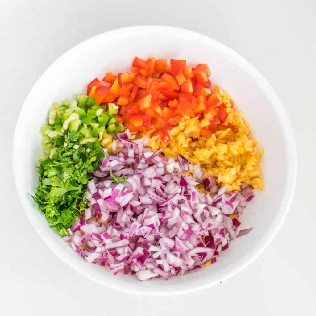 all the ingredients in a mixing bowl. 