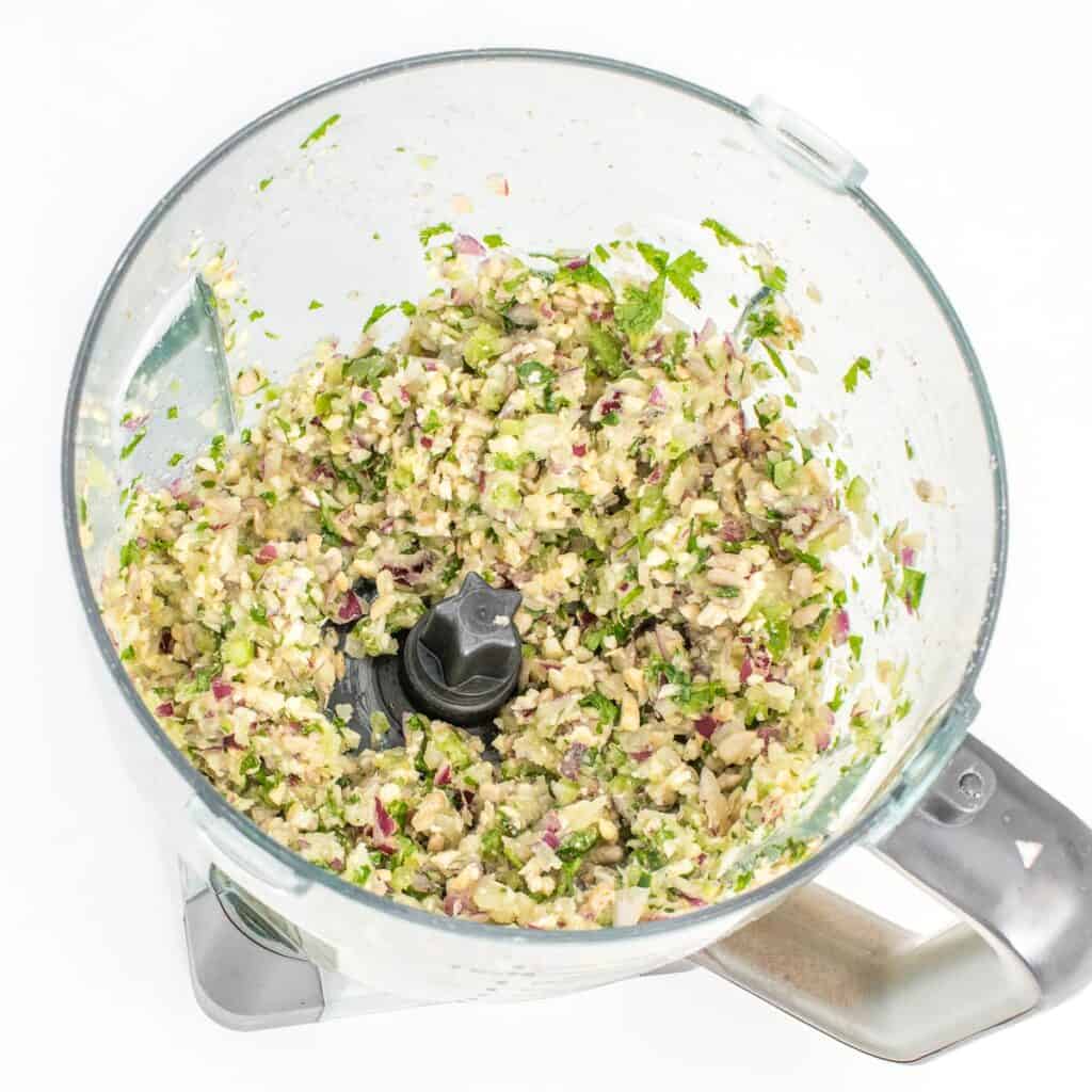 finely chopped ingredients in the food processor. 
