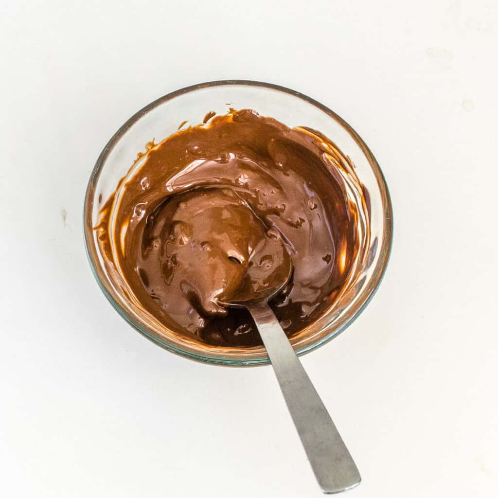 melted chocolate in a small bowl. 