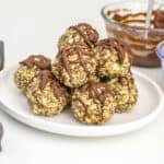 a front view of stacked no bake oatmeal protein balls