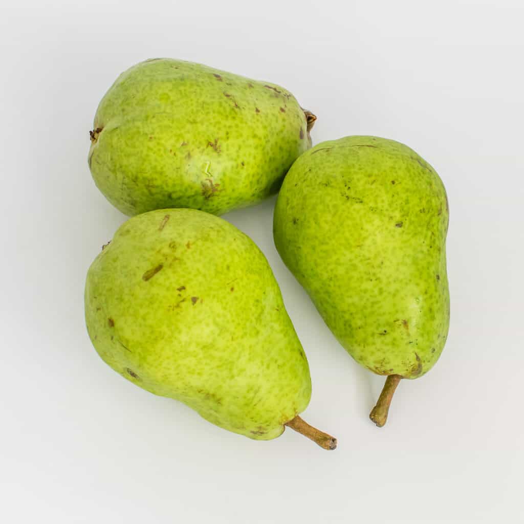 top view of raw pears. 