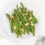 top view of served air fryer green beans.