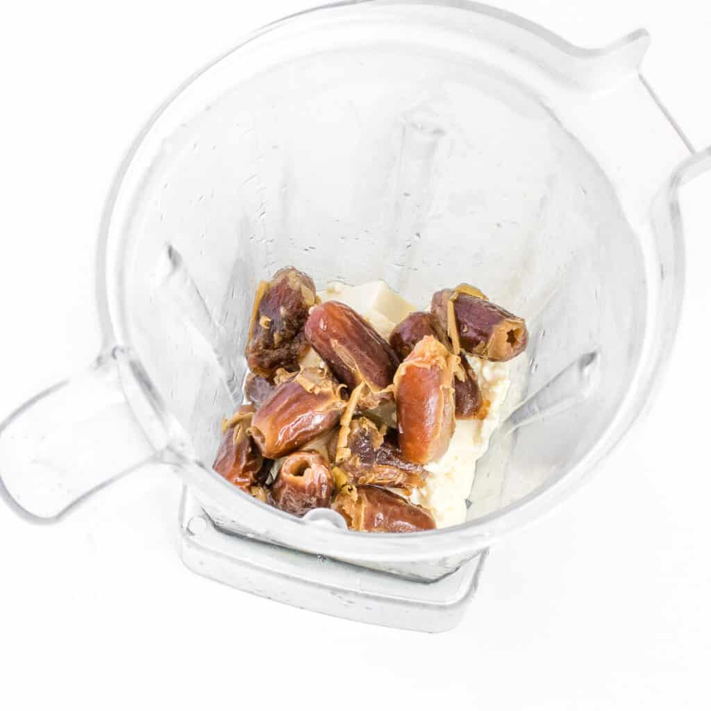 tofu and dates in a blender. 