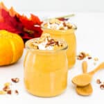 a front view of served vegan pumpkin mousse.