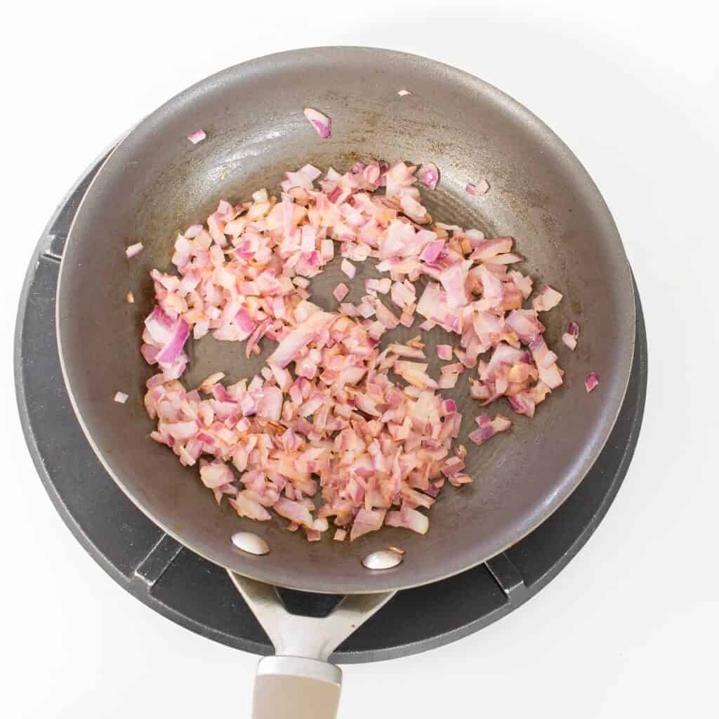 sauteed onions in a nonstick pan. 