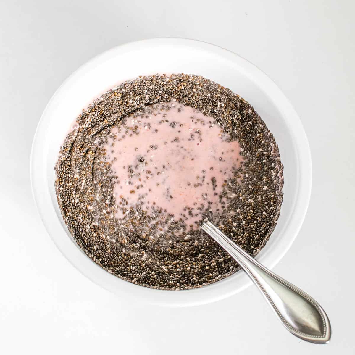 chia seeds stirred in the blended smoothie. 