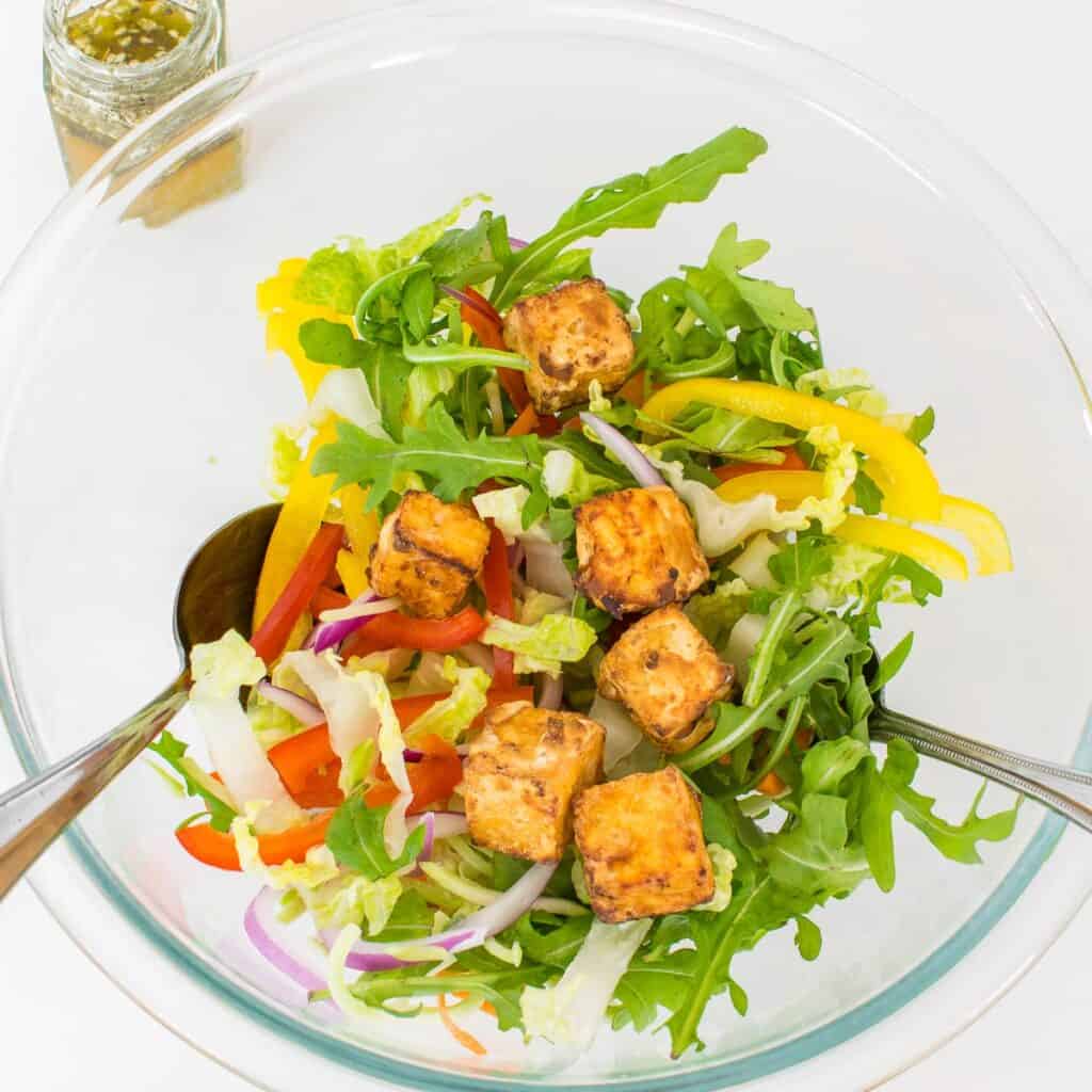 Air Fryer Crispy Tofu Salad - kiipfit.com