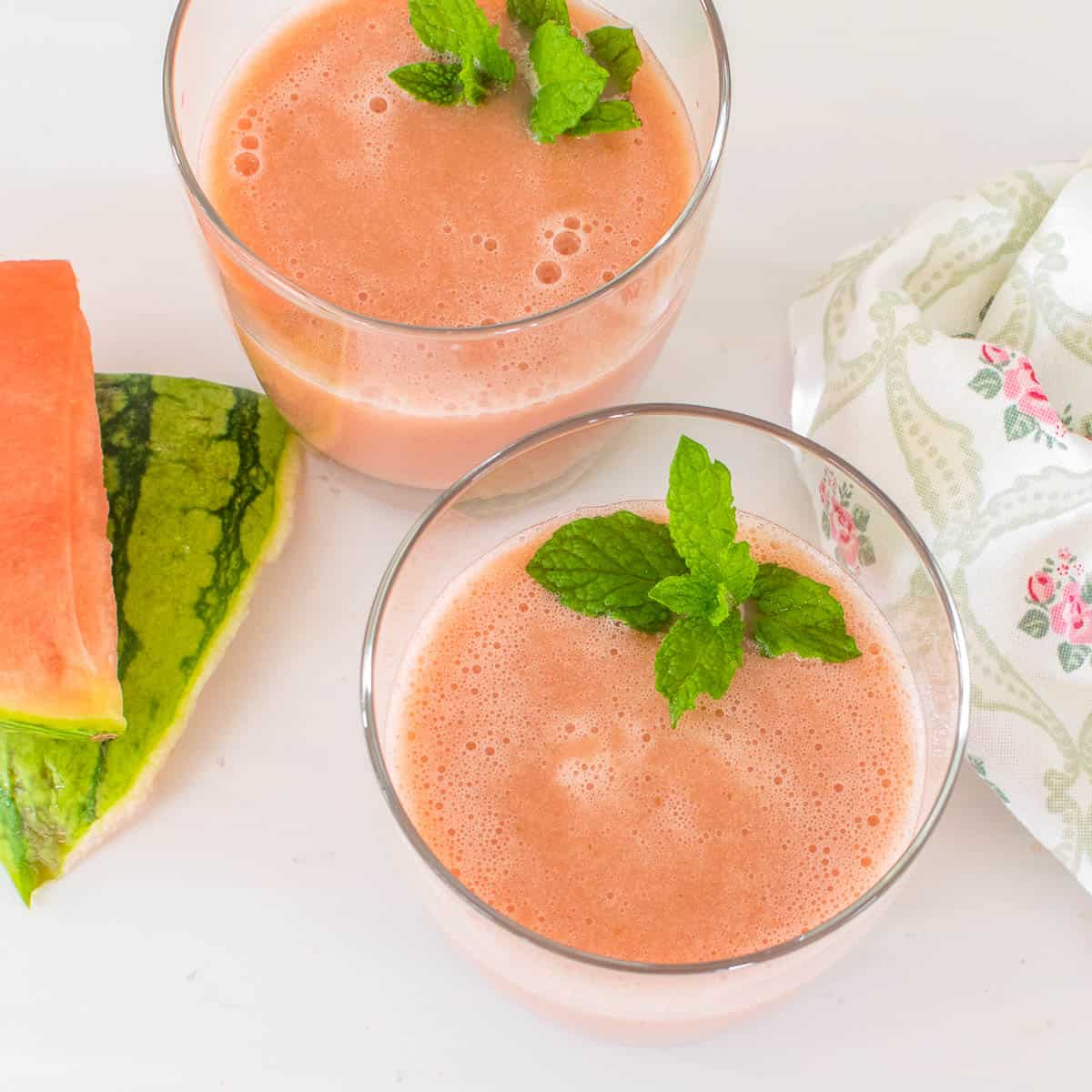 top view of served watermelon smoothie.