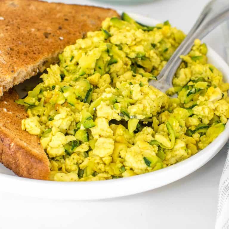 Silken Tofu Scrambled Eggs with Zucchini