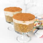 front view of served tiramisu overnight oats.