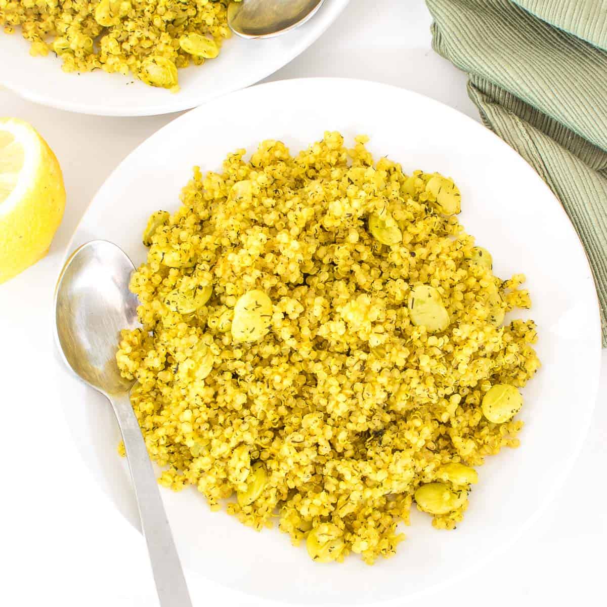 top view of served lemon dill quinoa.