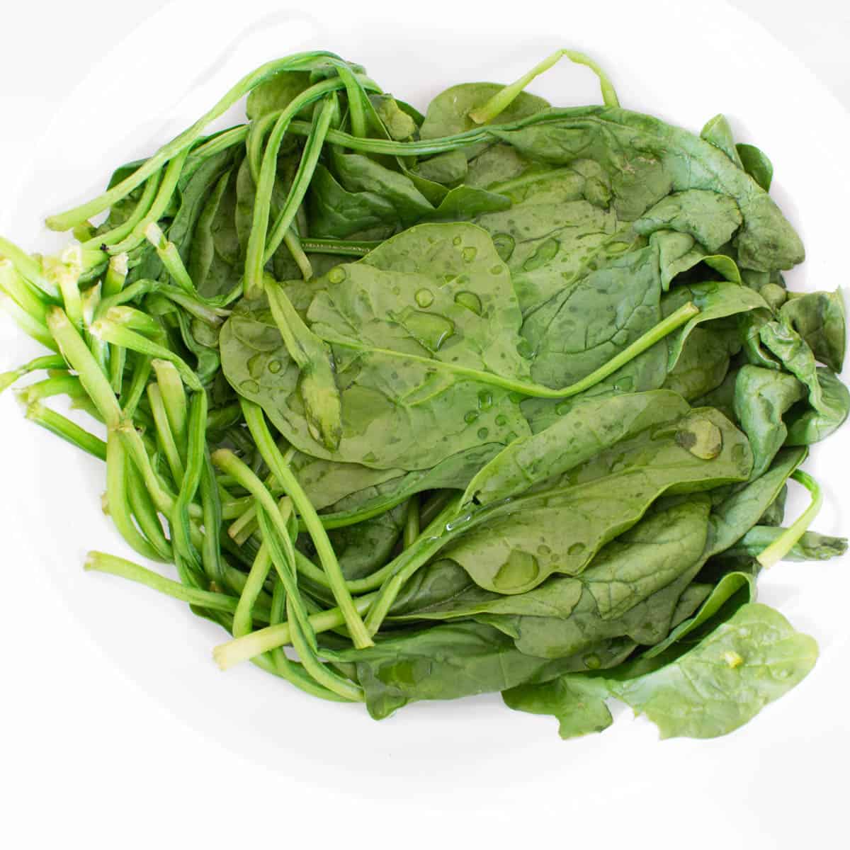 blanched spinach in a bowl.