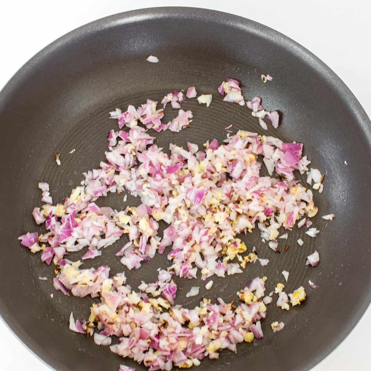 sauteed onion in the pan.